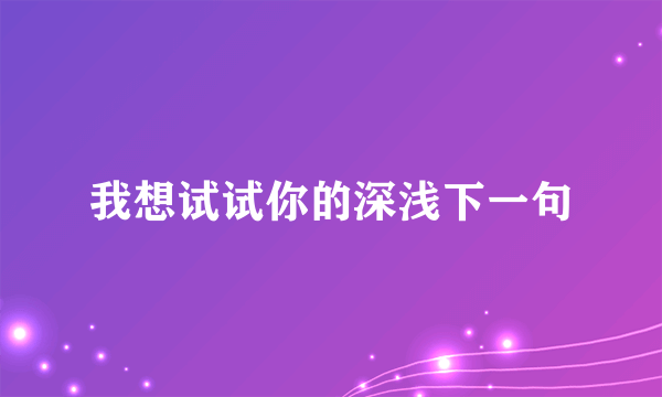 我想试试你的深浅下一句