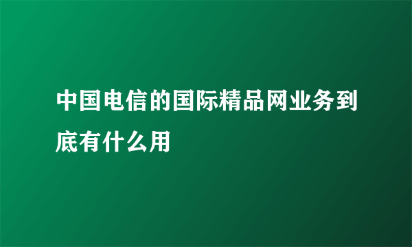 中国电信的国际精品网业务到底有什么用