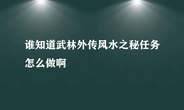 谁知道武林外传风水之秘任务怎么做啊