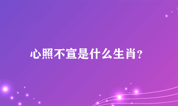 心照不宣是什么生肖？