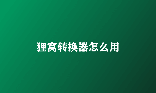 狸窝转换器怎么用