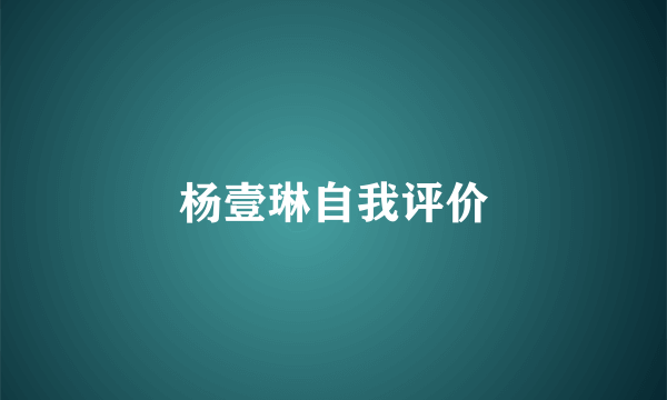 杨壹琳自我评价