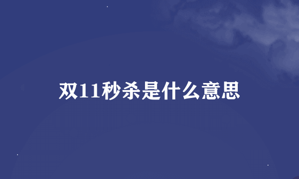 双11秒杀是什么意思