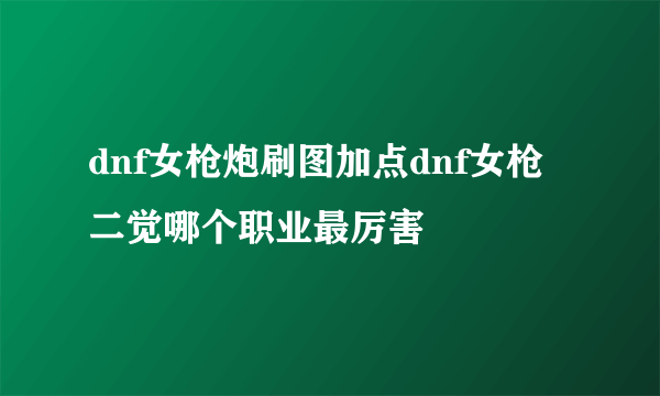 dnf女枪炮刷图加点dnf女枪二觉哪个职业最厉害