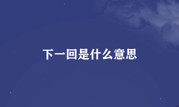 下一回是什么意思