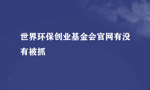 世界环保创业基金会官网有没有被抓