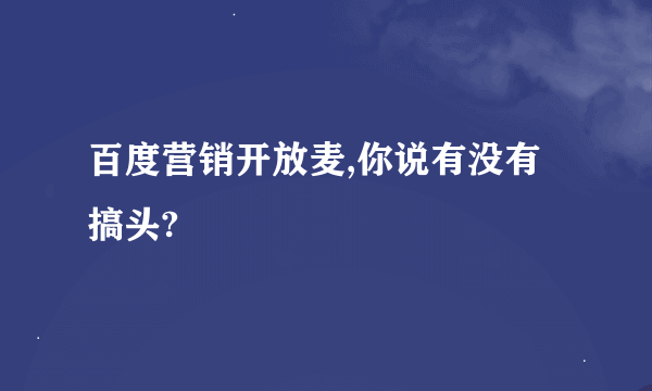 百度营销开放麦,你说有没有搞头?