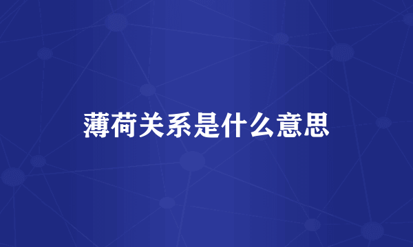 薄荷关系是什么意思