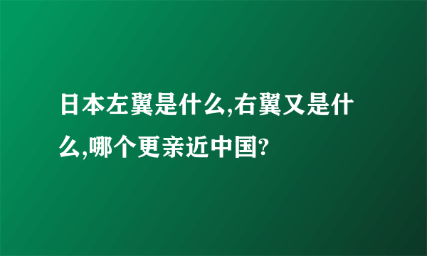 日本左翼是什么,右翼又是什么,哪个更亲近中国?