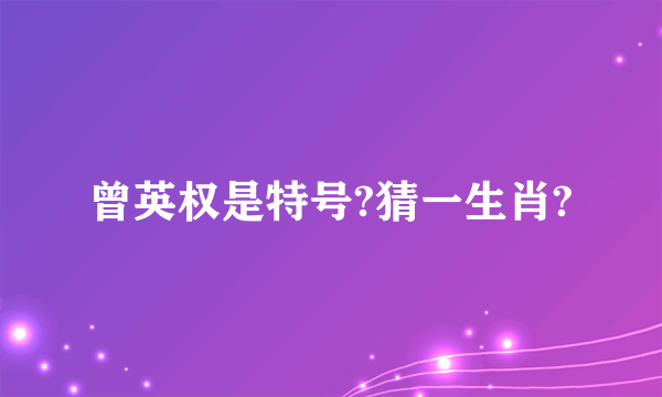曾英权是特号?猜一生肖?