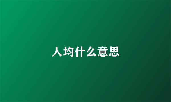 人均什么意思