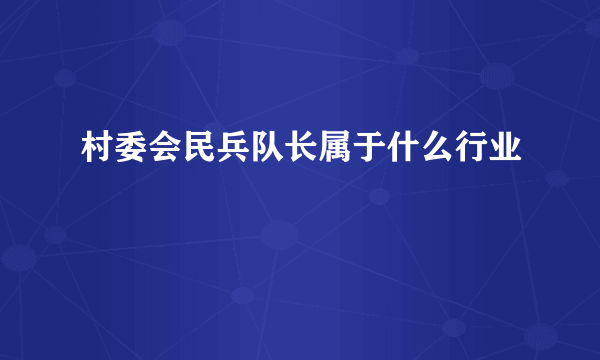 村委会民兵队长属于什么行业