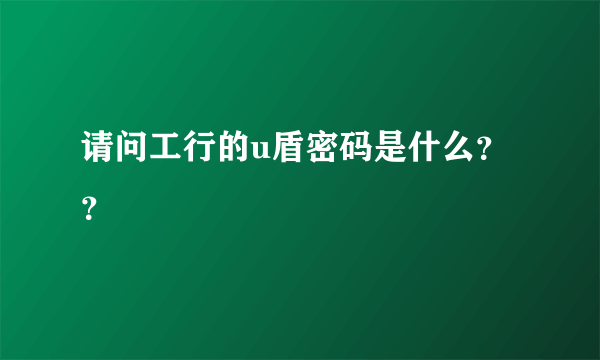 请问工行的u盾密码是什么？？