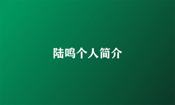 陆鸣个人简介