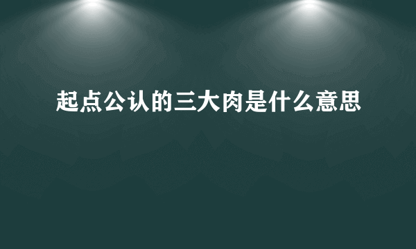 起点公认的三大肉是什么意思