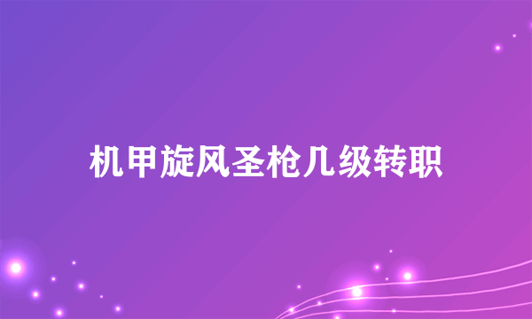 机甲旋风圣枪几级转职