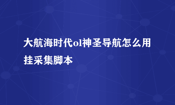 大航海时代ol神圣导航怎么用挂采集脚本