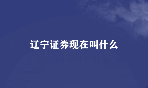 辽宁证券现在叫什么