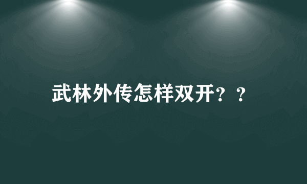 武林外传怎样双开？？