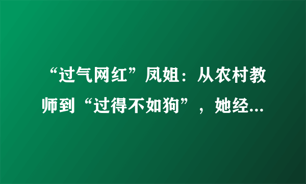 “过气网红”凤姐：从农村教师到“过得不如狗”，她经历了什么？
