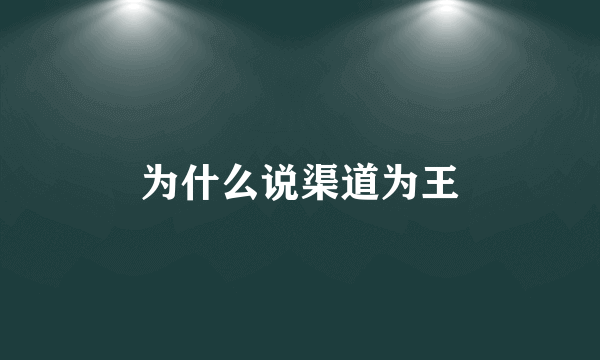 为什么说渠道为王