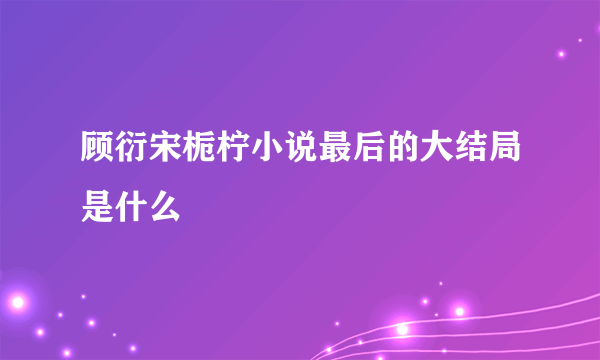 顾衍宋栀柠小说最后的大结局是什么