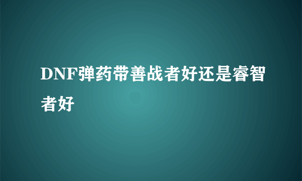 DNF弹药带善战者好还是睿智者好