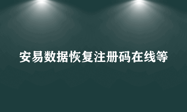 安易数据恢复注册码在线等