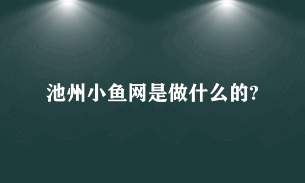池州小鱼网是做什么的?
