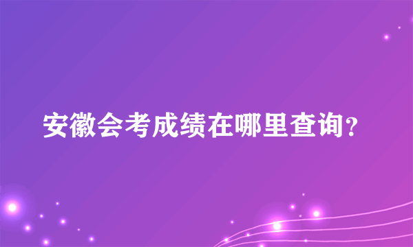 安徽会考成绩在哪里查询？