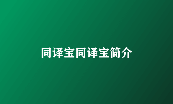 同译宝同译宝简介