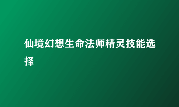 仙境幻想生命法师精灵技能选择