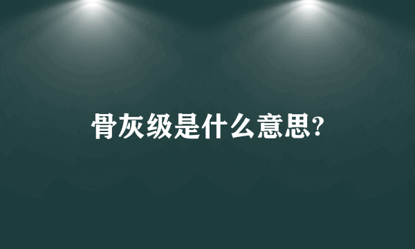 骨灰级是什么意思?