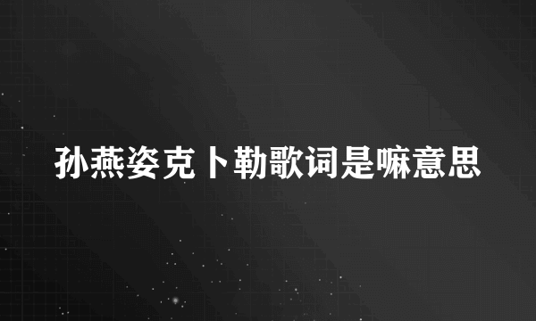 孙燕姿克卜勒歌词是嘛意思