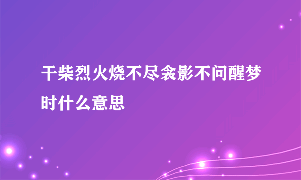 干柴烈火烧不尽衾影不问醒梦时什么意思
