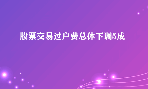 股票交易过户费总体下调5成