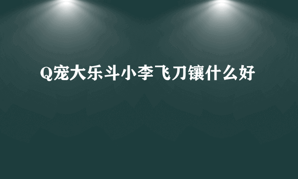 Q宠大乐斗小李飞刀镶什么好