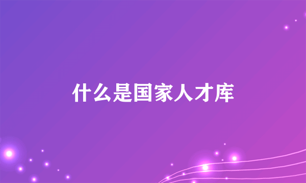 什么是国家人才库
