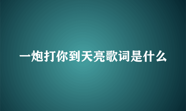 一炮打你到天亮歌词是什么