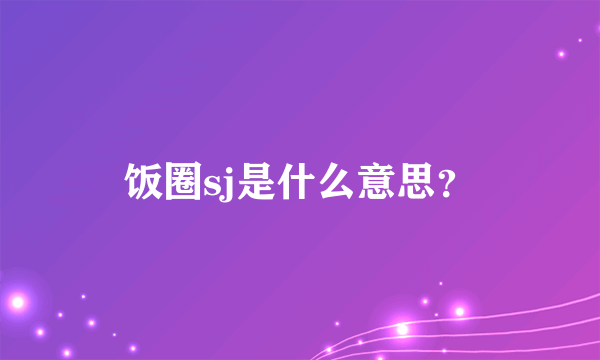 饭圈sj是什么意思？