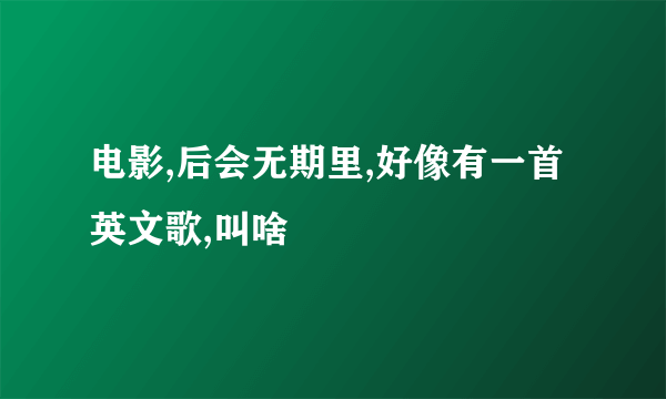 电影,后会无期里,好像有一首英文歌,叫啥