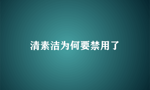 清素洁为何要禁用了