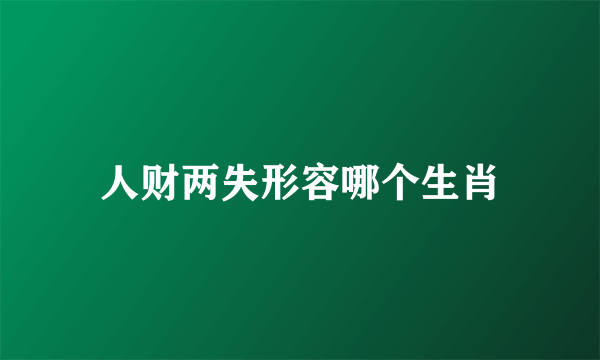 人财两失形容哪个生肖