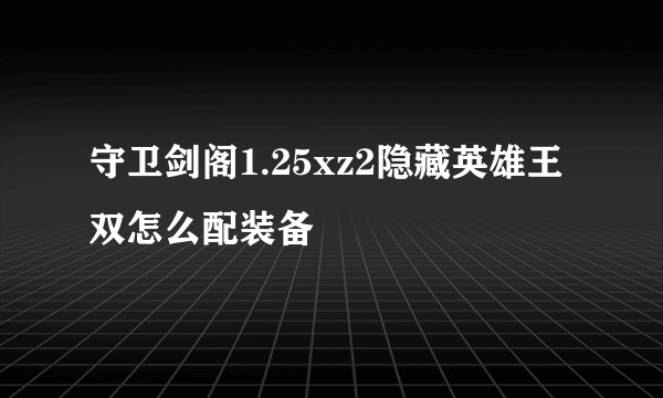 守卫剑阁1.25xz2隐藏英雄王双怎么配装备