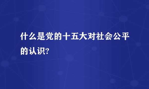 什么是党的十五大对社会公平的认识?