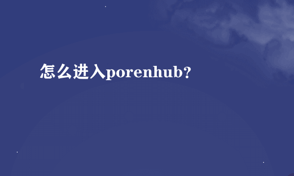 怎么进入porenhub？