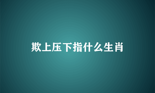欺上压下指什么生肖