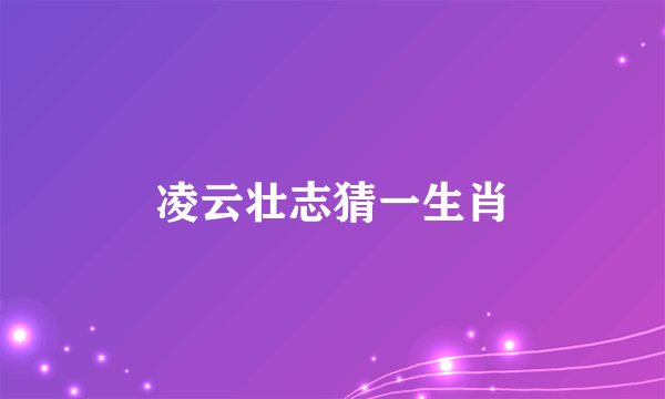 凌云壮志猜一生肖