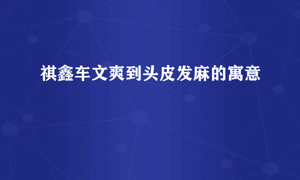 祺鑫车文爽到头皮发麻的寓意