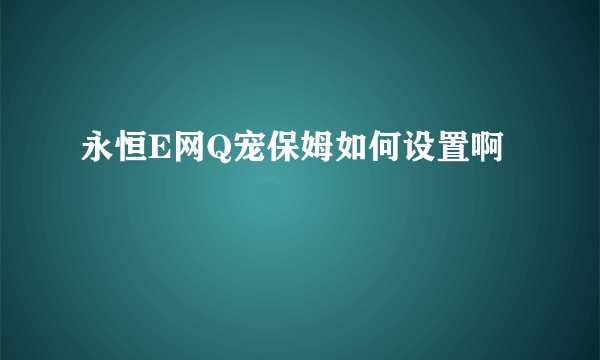 永恒E网Q宠保姆如何设置啊